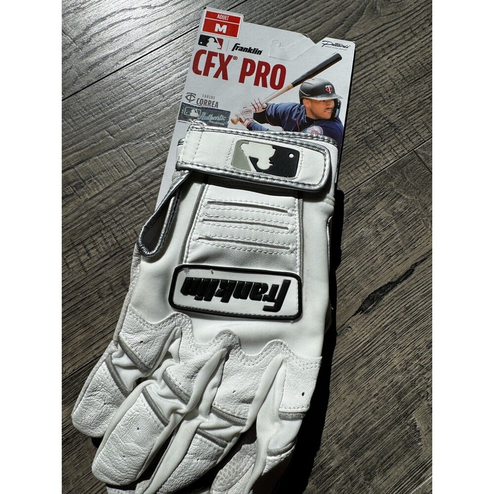 Franklin CFX Pro Batting Gloves White Men’s Medium | MLB Authentic Baseball Soft